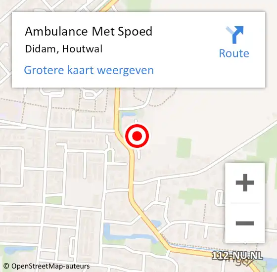 Locatie op kaart van de 112 melding: Ambulance Met Spoed Naar Didam, Houtwal op 4 oktober 2021 13:01