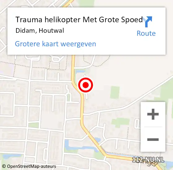 Locatie op kaart van de 112 melding: Trauma helikopter Met Grote Spoed Naar Didam, Houtwal op 4 oktober 2021 13:03
