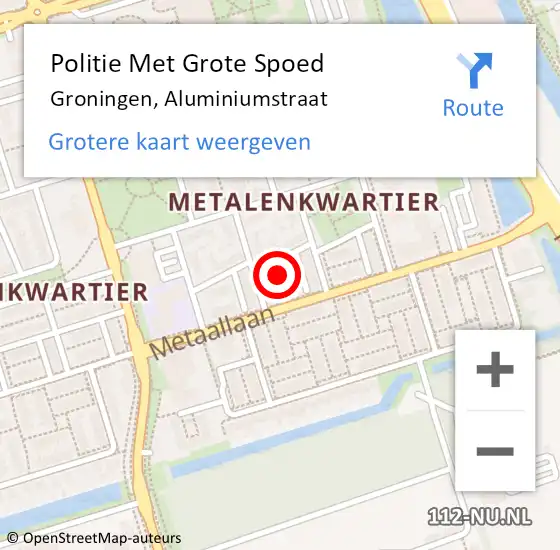 Locatie op kaart van de 112 melding: Politie Met Grote Spoed Naar Groningen, Aluminiumstraat op 4 oktober 2021 13:07