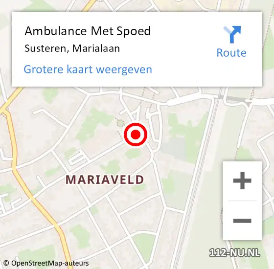 Locatie op kaart van de 112 melding: Ambulance Met Spoed Naar Susteren, Marialaan op 4 oktober 2021 13:16