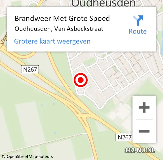 Locatie op kaart van de 112 melding: Brandweer Met Grote Spoed Naar Oudheusden, Van Asbeckstraat op 4 oktober 2021 13:17
