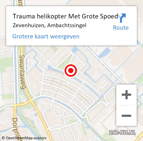 Locatie op kaart van de 112 melding: Trauma helikopter Met Grote Spoed Naar Zevenhuizen, Ambachtssingel op 4 oktober 2021 13:21