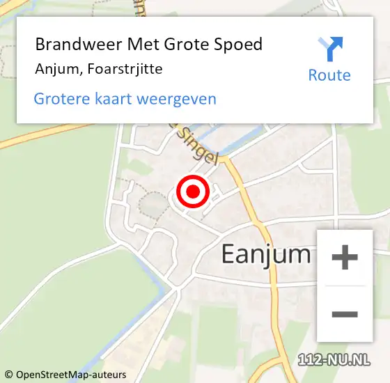 Locatie op kaart van de 112 melding: Brandweer Met Grote Spoed Naar Anjum, Foarstrjitte op 4 oktober 2021 13:23