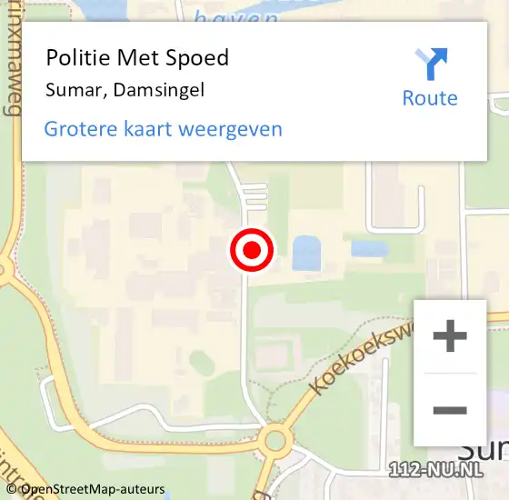 Locatie op kaart van de 112 melding: Politie Met Spoed Naar Sumar, Damsingel op 4 oktober 2021 13:25