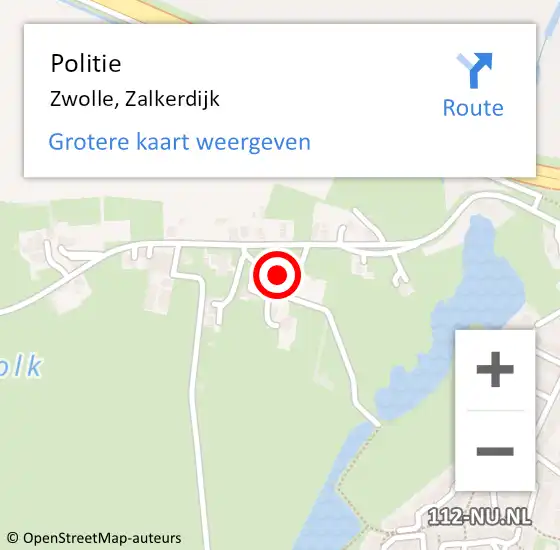 Locatie op kaart van de 112 melding: Politie Zwolle, Zalkerdijk op 4 oktober 2021 13:30