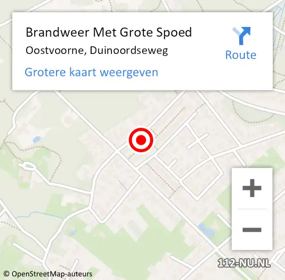 Locatie op kaart van de 112 melding: Brandweer Met Grote Spoed Naar Oostvoorne, Duinoordseweg op 4 oktober 2021 14:10