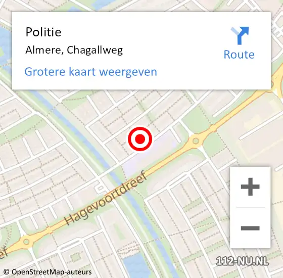 Locatie op kaart van de 112 melding: Politie Almere, Chagallweg op 4 oktober 2021 14:28