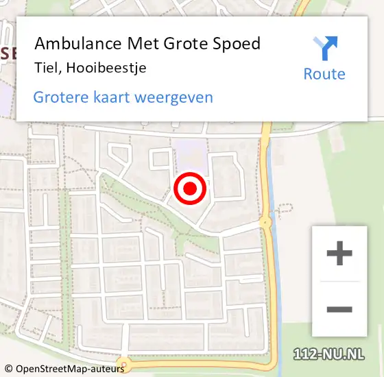 Locatie op kaart van de 112 melding: Ambulance Met Grote Spoed Naar Tiel, Hooibeestje op 4 oktober 2021 14:49