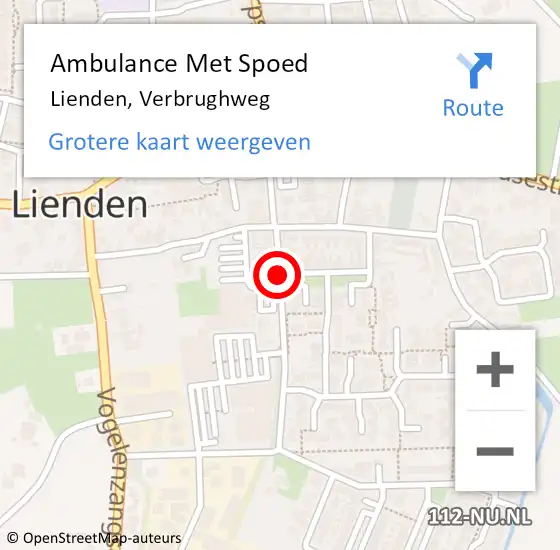 Locatie op kaart van de 112 melding: Ambulance Met Spoed Naar Lienden, Verbrughweg op 4 oktober 2021 15:31