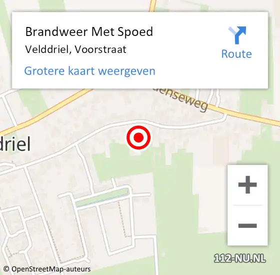 Locatie op kaart van de 112 melding: Brandweer Met Spoed Naar Velddriel, Voorstraat op 4 oktober 2021 15:45