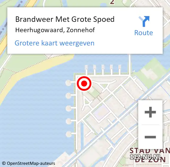 Locatie op kaart van de 112 melding: Brandweer Met Grote Spoed Naar Heerhugowaard, Zonnehof op 4 oktober 2021 16:08