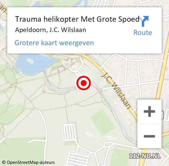 Locatie op kaart van de 112 melding: Trauma helikopter Met Grote Spoed Naar Apeldoorn, J.C. Wilslaan op 4 oktober 2021 16:23