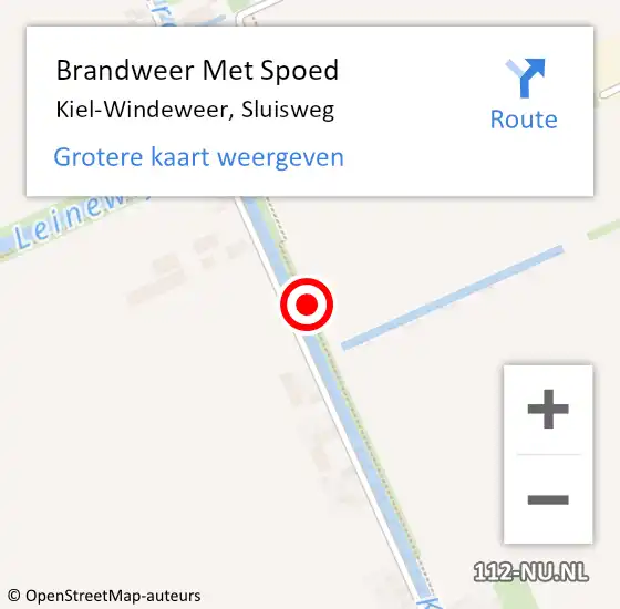 Locatie op kaart van de 112 melding: Brandweer Met Spoed Naar Kiel-Windeweer, Sluisweg op 4 oktober 2021 16:59