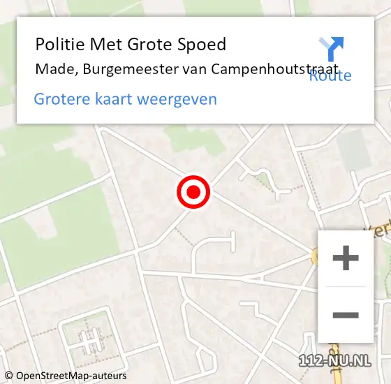 Locatie op kaart van de 112 melding: Politie Met Grote Spoed Naar Made, Burgemeester van Campenhoutstraat op 4 oktober 2021 17:05