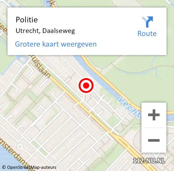 Locatie op kaart van de 112 melding: Politie Utrecht, Daalseweg op 4 oktober 2021 17:12