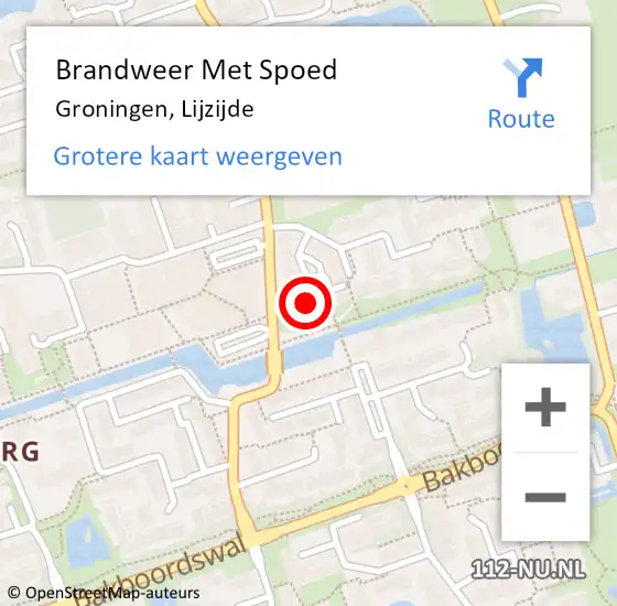 Locatie op kaart van de 112 melding: Brandweer Met Spoed Naar Groningen, Lijzijde op 4 oktober 2021 17:18