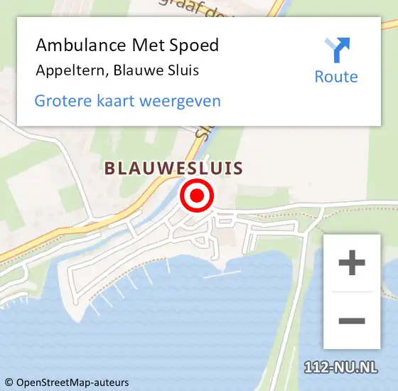 Locatie op kaart van de 112 melding: Ambulance Met Spoed Naar Appeltern, Blauwe Sluis op 4 oktober 2021 17:43