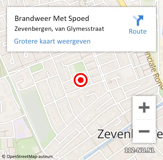 Locatie op kaart van de 112 melding: Brandweer Met Spoed Naar Zevenbergen, van Glymesstraat op 4 oktober 2021 18:12