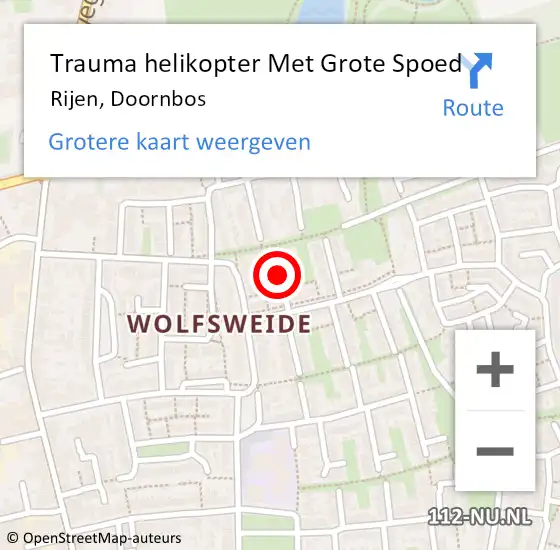 Locatie op kaart van de 112 melding: Trauma helikopter Met Grote Spoed Naar Rijen, Doornbos op 4 oktober 2021 18:28