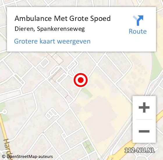 Locatie op kaart van de 112 melding: Ambulance Met Grote Spoed Naar Dieren, Spankerenseweg op 4 oktober 2021 18:38