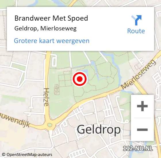 Locatie op kaart van de 112 melding: Brandweer Met Spoed Naar Geldrop, Mierloseweg op 4 oktober 2021 18:59