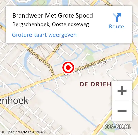 Locatie op kaart van de 112 melding: Brandweer Met Grote Spoed Naar Bergschenhoek, Oosteindseweg op 4 oktober 2021 19:23