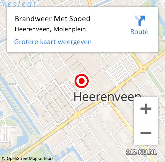 Locatie op kaart van de 112 melding: Brandweer Met Spoed Naar Heerenveen, Molenplein op 4 oktober 2021 19:29