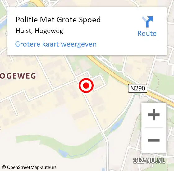 Locatie op kaart van de 112 melding: Politie Met Grote Spoed Naar Hulst, Hogeweg op 4 oktober 2021 19:49