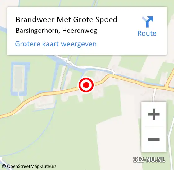 Locatie op kaart van de 112 melding: Brandweer Met Grote Spoed Naar Barsingerhorn, Heerenweg op 4 oktober 2021 20:00