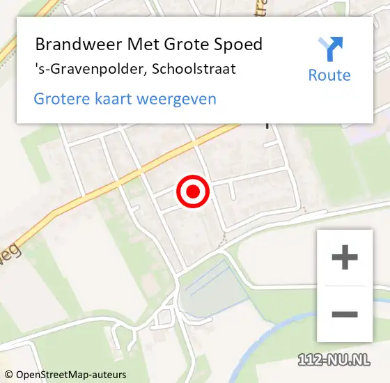 Locatie op kaart van de 112 melding: Brandweer Met Grote Spoed Naar 's-Gravenpolder, Schoolstraat op 4 oktober 2021 20:05