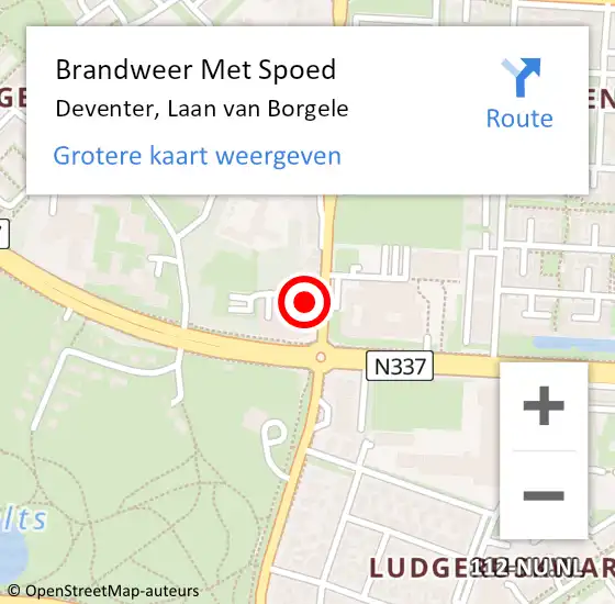 Locatie op kaart van de 112 melding: Brandweer Met Spoed Naar Deventer, Laan van Borgele op 4 oktober 2021 20:10