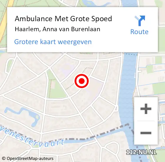 Locatie op kaart van de 112 melding: Ambulance Met Grote Spoed Naar Haarlem, Anna van Burenlaan op 4 oktober 2021 20:18