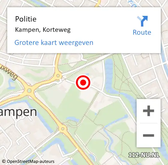 Locatie op kaart van de 112 melding: Politie Kampen, Korteweg op 4 oktober 2021 20:25