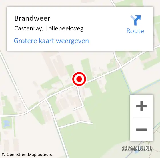 Locatie op kaart van de 112 melding: Brandweer Castenray, Lollebeekweg op 4 oktober 2021 21:03