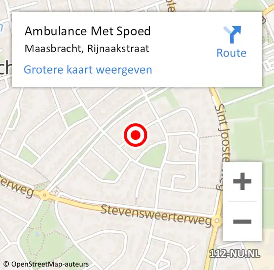 Locatie op kaart van de 112 melding: Ambulance Met Spoed Naar Maasbracht, Rijnaakstraat op 4 oktober 2021 21:04
