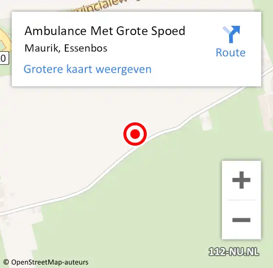 Locatie op kaart van de 112 melding: Ambulance Met Grote Spoed Naar Maurik, Essenbos op 4 oktober 2021 21:13