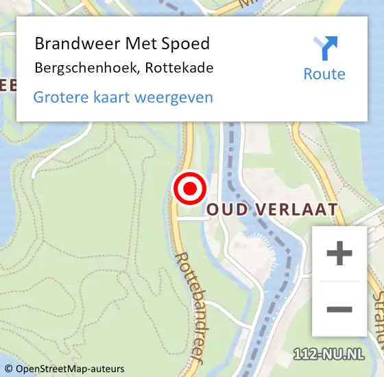 Locatie op kaart van de 112 melding: Brandweer Met Spoed Naar Bergschenhoek, Rottekade op 4 oktober 2021 22:39