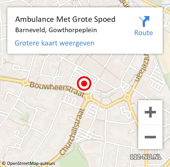 Locatie op kaart van de 112 melding: Ambulance Met Grote Spoed Naar Barneveld, Gowthorpeplein op 4 oktober 2021 22:39