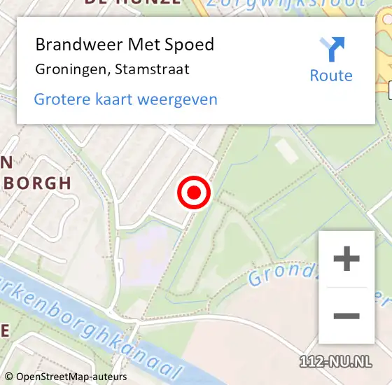 Locatie op kaart van de 112 melding: Brandweer Met Spoed Naar Groningen, Stamstraat op 4 oktober 2021 23:20