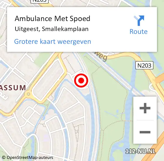 Locatie op kaart van de 112 melding: Ambulance Met Spoed Naar Uitgeest, Smallekamplaan op 4 oktober 2021 23:28