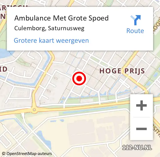 Locatie op kaart van de 112 melding: Ambulance Met Grote Spoed Naar Culemborg, Saturnusweg op 5 oktober 2021 00:23