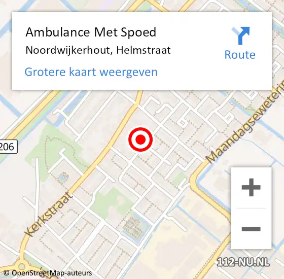 Locatie op kaart van de 112 melding: Ambulance Met Spoed Naar Noordwijkerhout, Helmstraat op 5 oktober 2021 02:26