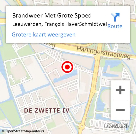 Locatie op kaart van de 112 melding: Brandweer Met Grote Spoed Naar Leeuwarden, François HaverSchmidtwei op 5 oktober 2021 03:49