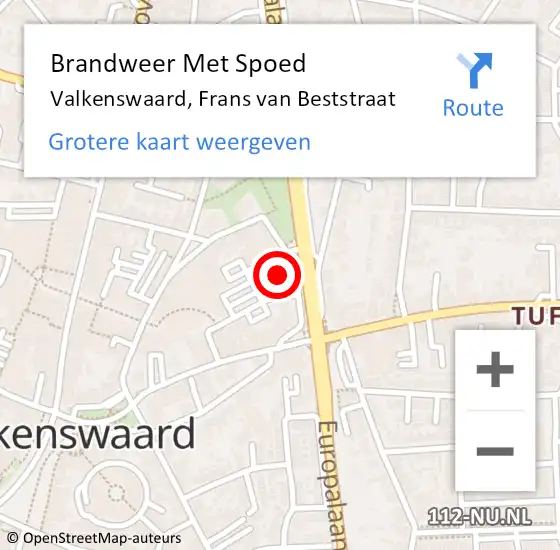 Locatie op kaart van de 112 melding: Brandweer Met Spoed Naar Valkenswaard, Frans van Beststraat op 5 oktober 2021 04:39