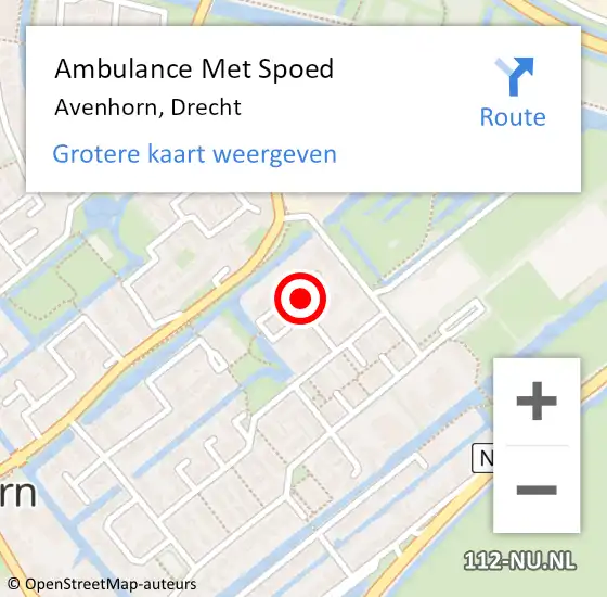 Locatie op kaart van de 112 melding: Ambulance Met Spoed Naar Avenhorn, Drecht op 5 oktober 2021 05:24