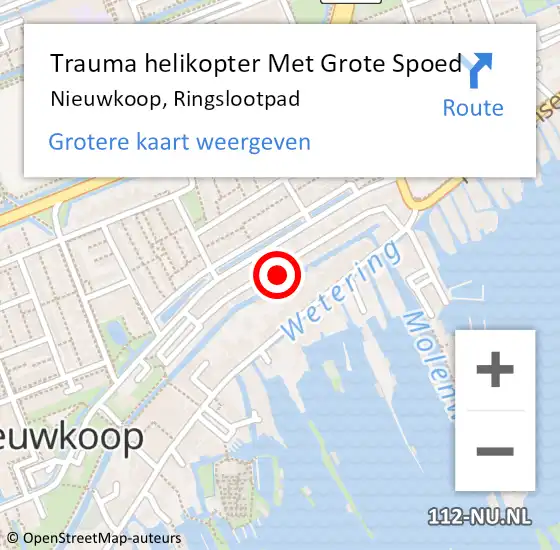 Locatie op kaart van de 112 melding: Trauma helikopter Met Grote Spoed Naar Nieuwkoop, Ringslootpad op 5 oktober 2021 07:47