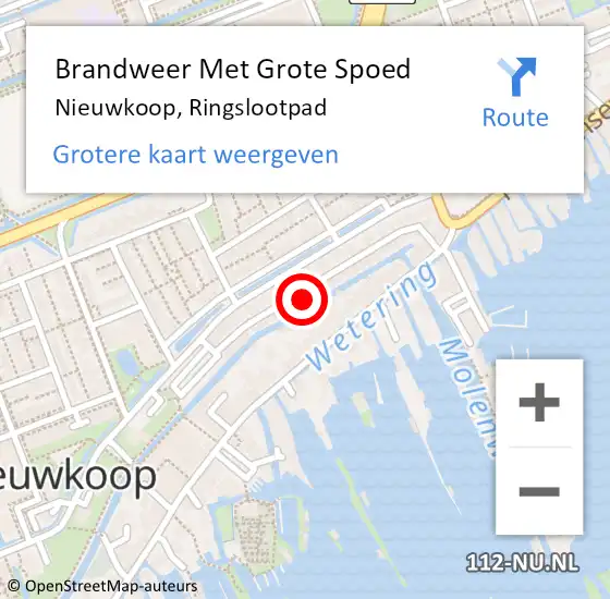 Locatie op kaart van de 112 melding: Brandweer Met Grote Spoed Naar Nieuwkoop, Ringslootpad op 5 oktober 2021 07:51