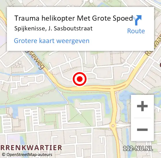 Locatie op kaart van de 112 melding: Trauma helikopter Met Grote Spoed Naar Spijkenisse, J. Sasboutstraat op 5 oktober 2021 08:02