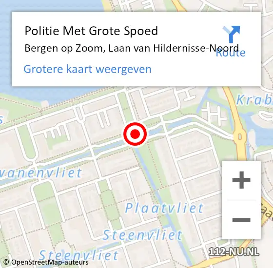 Locatie op kaart van de 112 melding: Politie Met Grote Spoed Naar Bergen op Zoom, Laan van Hildernisse-Noord op 5 oktober 2021 08:09