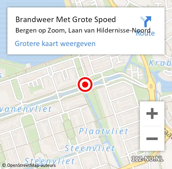 Locatie op kaart van de 112 melding: Brandweer Met Grote Spoed Naar Bergen op Zoom, Laan van Hildernisse-Noord op 5 oktober 2021 08:09